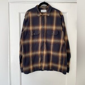 Universal Works Work Flannel Light Shirt Large Blue Men